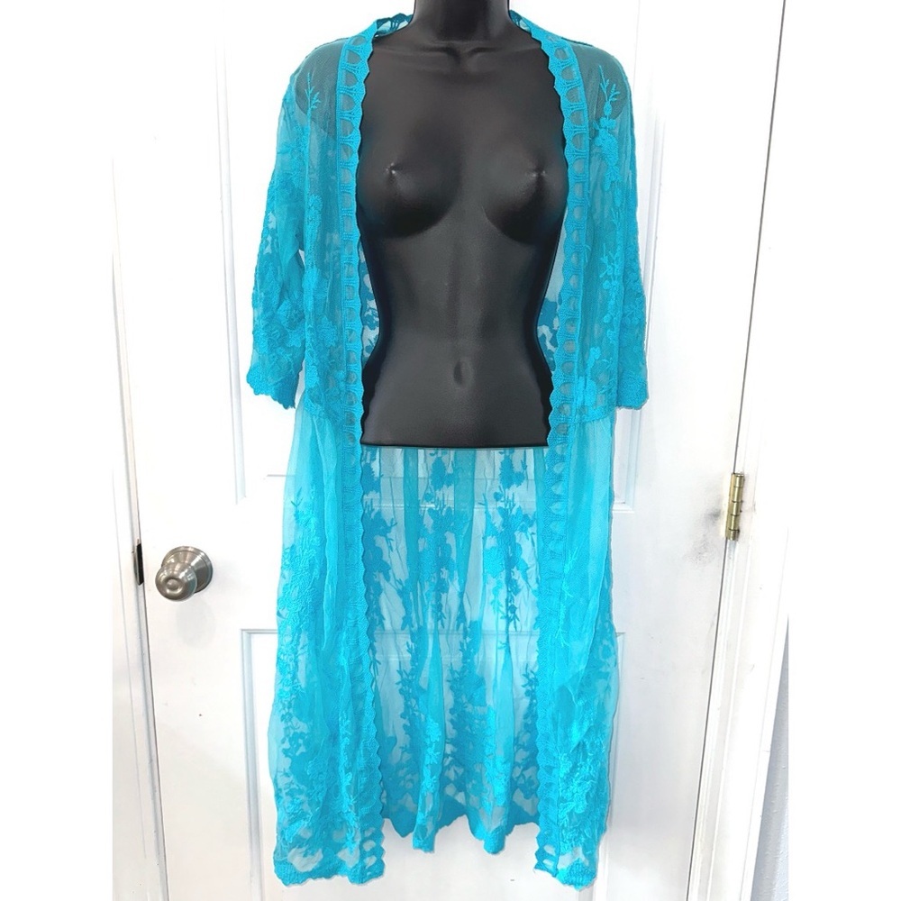 Cedar Rose blue lace duster shawl